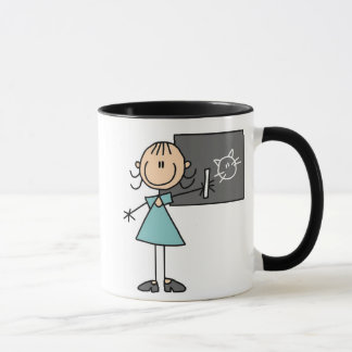 Strichmännchen-Mädchen an der Kreide-Brett-Tasse Tasse