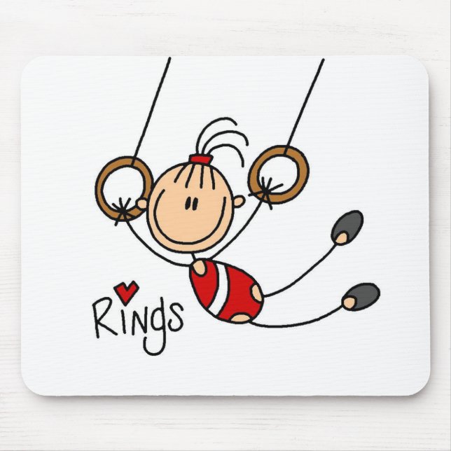 Strichmännchen Mädchen auf Ringe T-Shirts und Gesc Mousepad (Vorne)