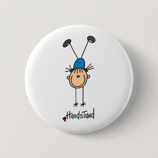 Strichmännchen-Mädchen, das Handstands-Knopf tut Button
