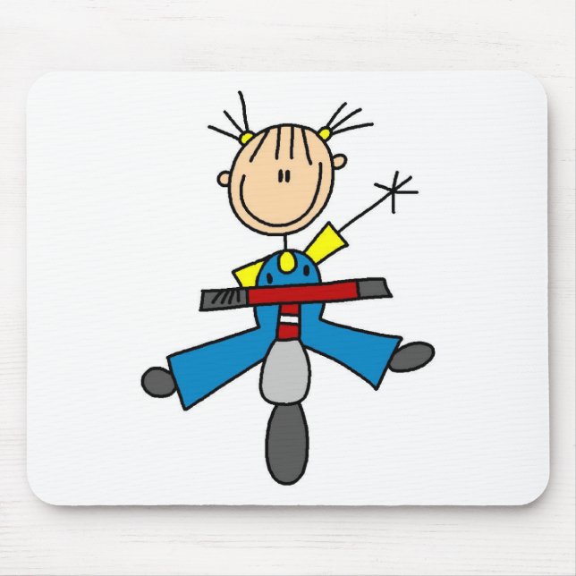 Strichmännchen-Mädchen fährt Roller Mousepad (Vorne)