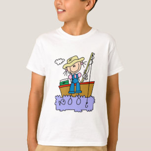 Strichmännchen-Mädchen-Fischen-T - Shirts und