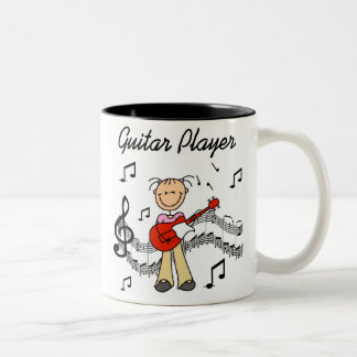 Strichmännchen-Mädchen-Gitarren-Spieler-T - Shirts Zweifarbige Tasse