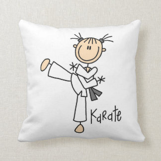 Strichmännchen-Mädchen-Karate-T - Shirts und Kissen