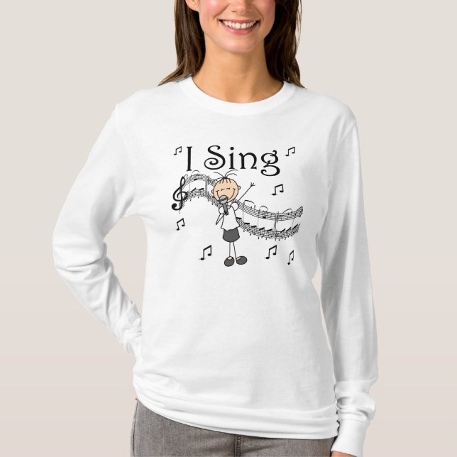 Strichmännchen-Mädchen singe ich T - Shirts und (Vorderseite)