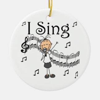 Strichmännchen-Mädchen singe ich T - Shirts und Keramik Ornament
