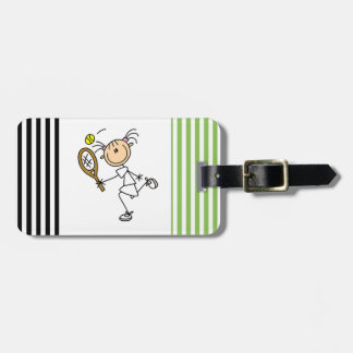 Strichmännchen-Mädchen-Tennis-Spieler-T - Shirts Gepäckanhänger