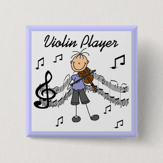 Strichmännchen-Mädchen-Violinen-Spieler-T - Shirts Button