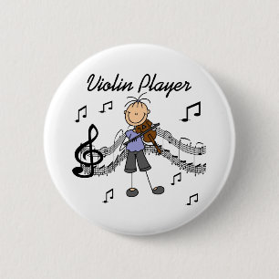 Strichmännchen-Mädchen-Violinen-Spieler-T - Shirts Button