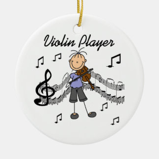 Strichmännchen-Mädchen-Violinen-Spieler-T - Shirts Keramik Ornament