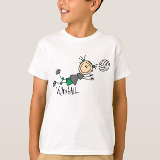 Strichmännchen-Mädchen-Volleyball-T - Shirts