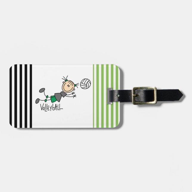 Strichmännchen-Mädchen-Volleyball-T - Shirts und Gepäckanhänger (Vorderseite horizontal)