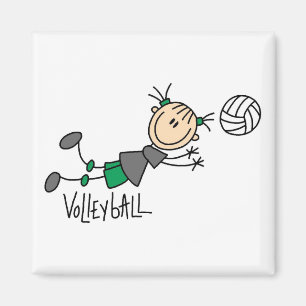 Strichmännchen-Mädchen-Volleyball-T - Shirts und Magnet