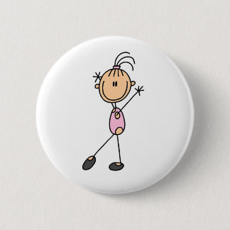 Strichmännchen-MädchenGymnast im rosa Knopf Button