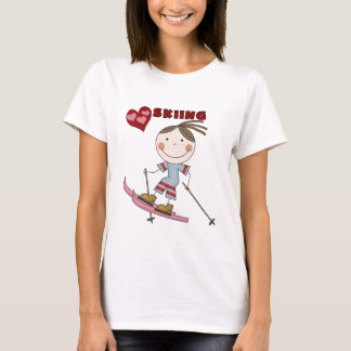 Strichmännchen-Mädchenskier-T-Shirts und Geschenke T-Shirt
