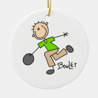 Strichmännchen Male Bowler T - Shirt und GIfts Keramik Ornament