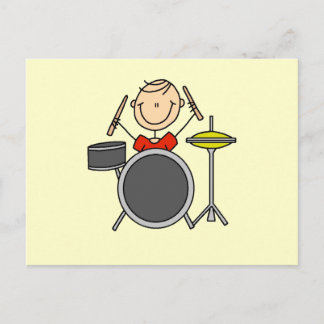 Strichmännchen Male Drummer T - Shirt und Geschenk Postkarte