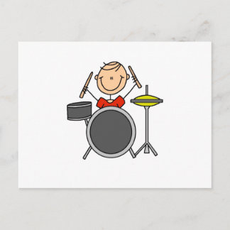 Strichmännchen Male Drummer T - Shirt und Geschenk Postkarte