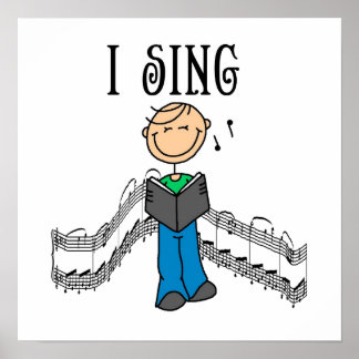 Strichmännchen Male I Sing T - Shirt und Geschenke Poster