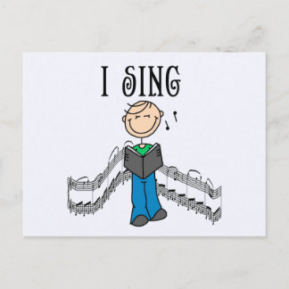Strichmännchen Male I Sing T - Shirt und Geschenke Postkarte