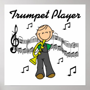 Strichmännchen Male Trumpet Player T - Shirt und G Poster