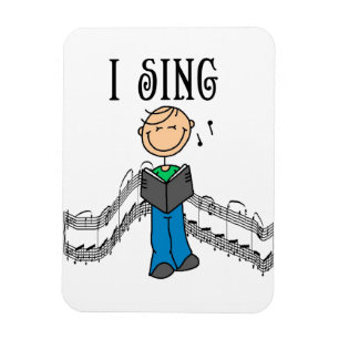 Strichmännchen-Mann-Ich-singe-T-Shirts und Geschen Magnet