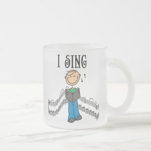 Strichmännchen Mann Ich Singe T-Shirts und Geschen Mattglastasse