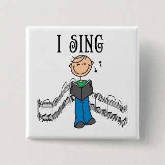 Strichmännchen-Mann singe ich T - Shirts und Button