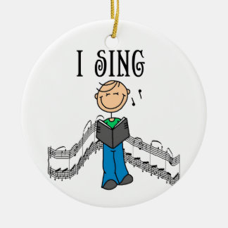 Strichmännchen-Mann singe ich T - Shirts und Keramikornament