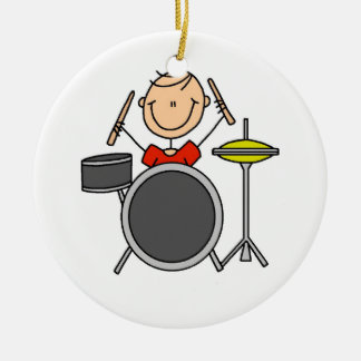 Strichmännchen-männliche Schlagzeuger-T - Shirts Keramik Ornament