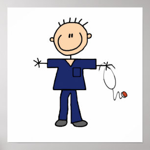 Strichmännchen Nurse - blau Poster