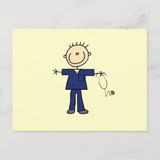 Strichmännchen Nurse - blau Postkarte