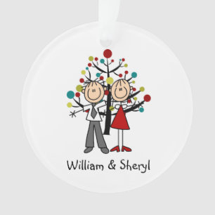 Strichmännchen-Paar-Weihnachtsacryl-Verzierung Ornament
