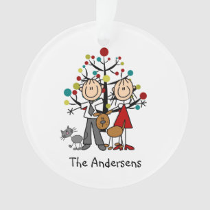 Strichmännchen-Paare, Katze, verfolgen Ornament