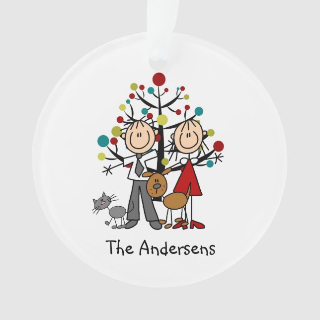 Strichmännchen-Paare, Katze, verfolgen Ornament (Vorderseite)