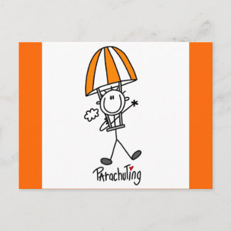 Strichmännchen Parachuting T - Shirt und Geschenke Postkarte