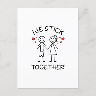 Strichmännchen-Pärchen Valentinstag Liebe Postkarte