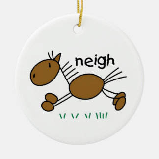 Strichmännchen Pferde T - Shirt und Geschenke Keramikornament