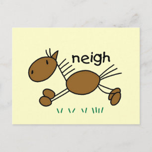 Strichmännchen Pferde T - Shirt und Geschenke Postkarte