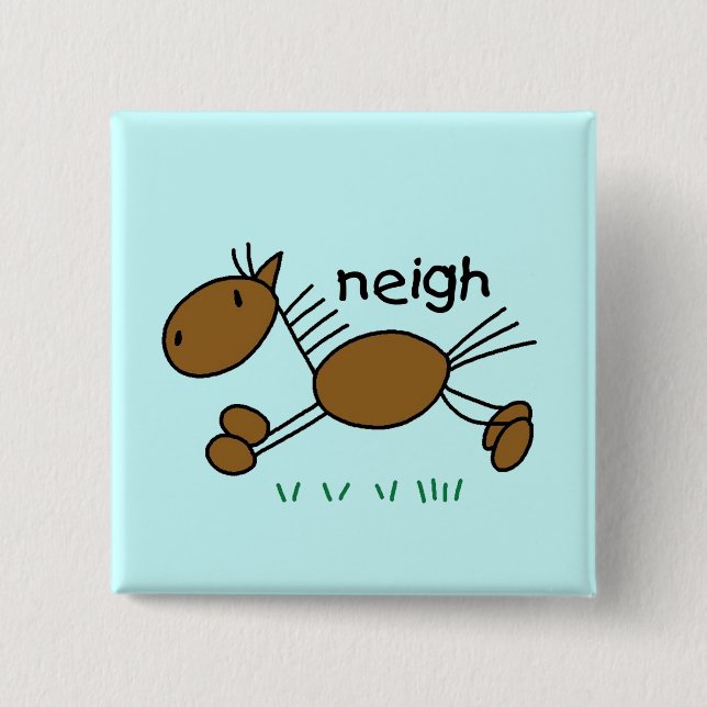 Strichmännchen-Pferdet-shirts und -geschenke Button (Vorderseite)