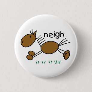 Strichmännchen-Pferdet-shirts und -geschenke Button