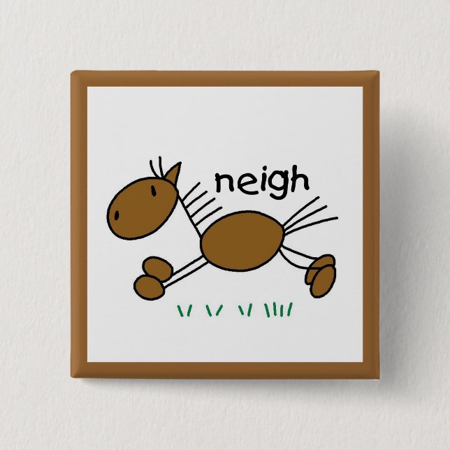 Strichmännchen-PferdeT - Shirts und -geschenke Button (Vorderseite)