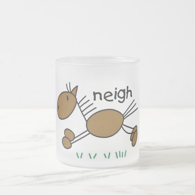Strichmännchen-Pferdet-shirts und -geschenke Mattglastasse (Mittel)
