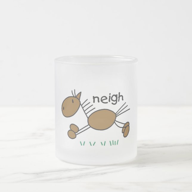 Strichmännchen-Pferdet-shirts und -geschenke Mattglastasse (Mittel)
