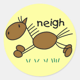 Strichmännchen-Pferdet-shirts und -geschenke Runder Aufkleber