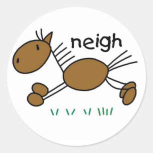 Strichmännchen-Pferdet-shirts und -geschenke Runder Aufkleber