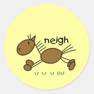 Strichmännchen-Pferdet-shirts und -geschenke Runder Aufkleber