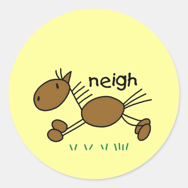 Strichmännchen-Pferdet-shirts und -geschenke Runder Aufkleber (Vorderseite)