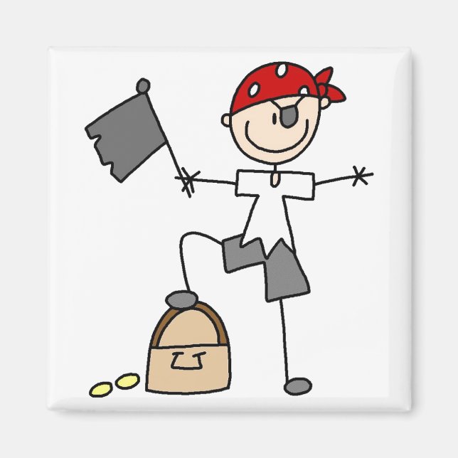 Strichmännchen Pirate Treasure Magnet (Vorne)
