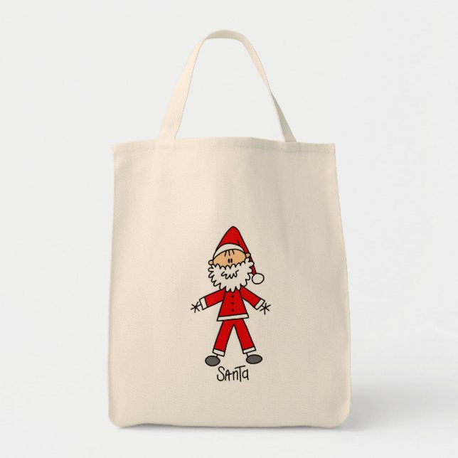 Strichmännchen Santa Claus Tshirts und Geschenke Tragetasche (Vorne)