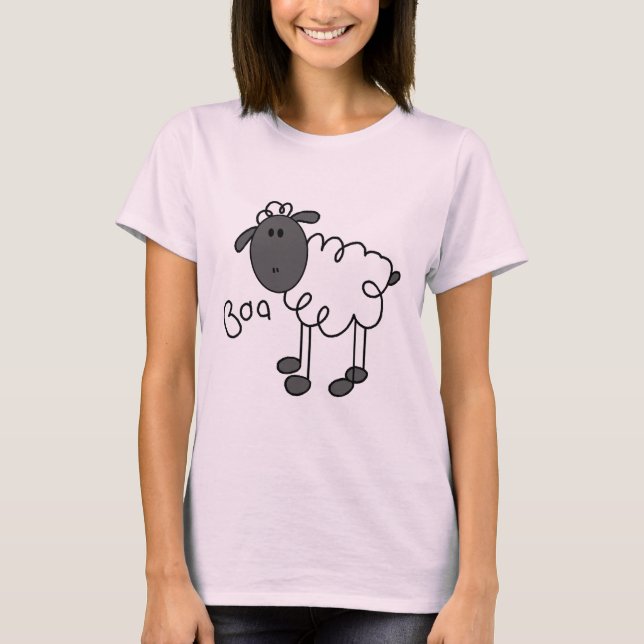 Strichmännchen-Schaf-T-Shirts und Geschenke T-Shirt (Vorderseite)